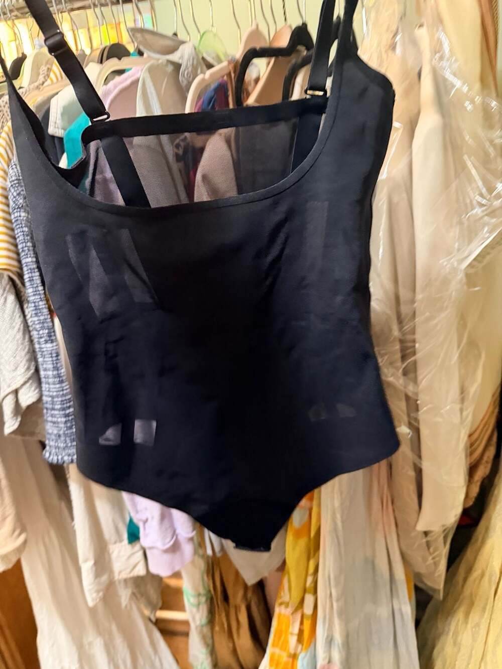 Commando Solid Black Bodysuit with Thin Straps
